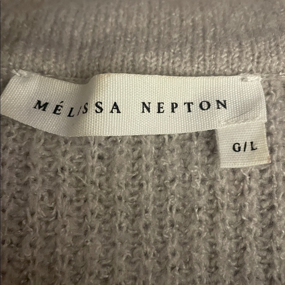 MELISSA NEPTON Light Gray Cowl Neck Sweater - Picture 3 of 4